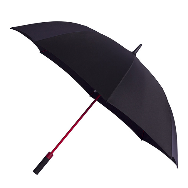 深圳市精铭鑫雨伞制品有限公司-高尔夫伞厂家定制27寸红色纤维伞骨的轮胎手柄的高尔夫伞